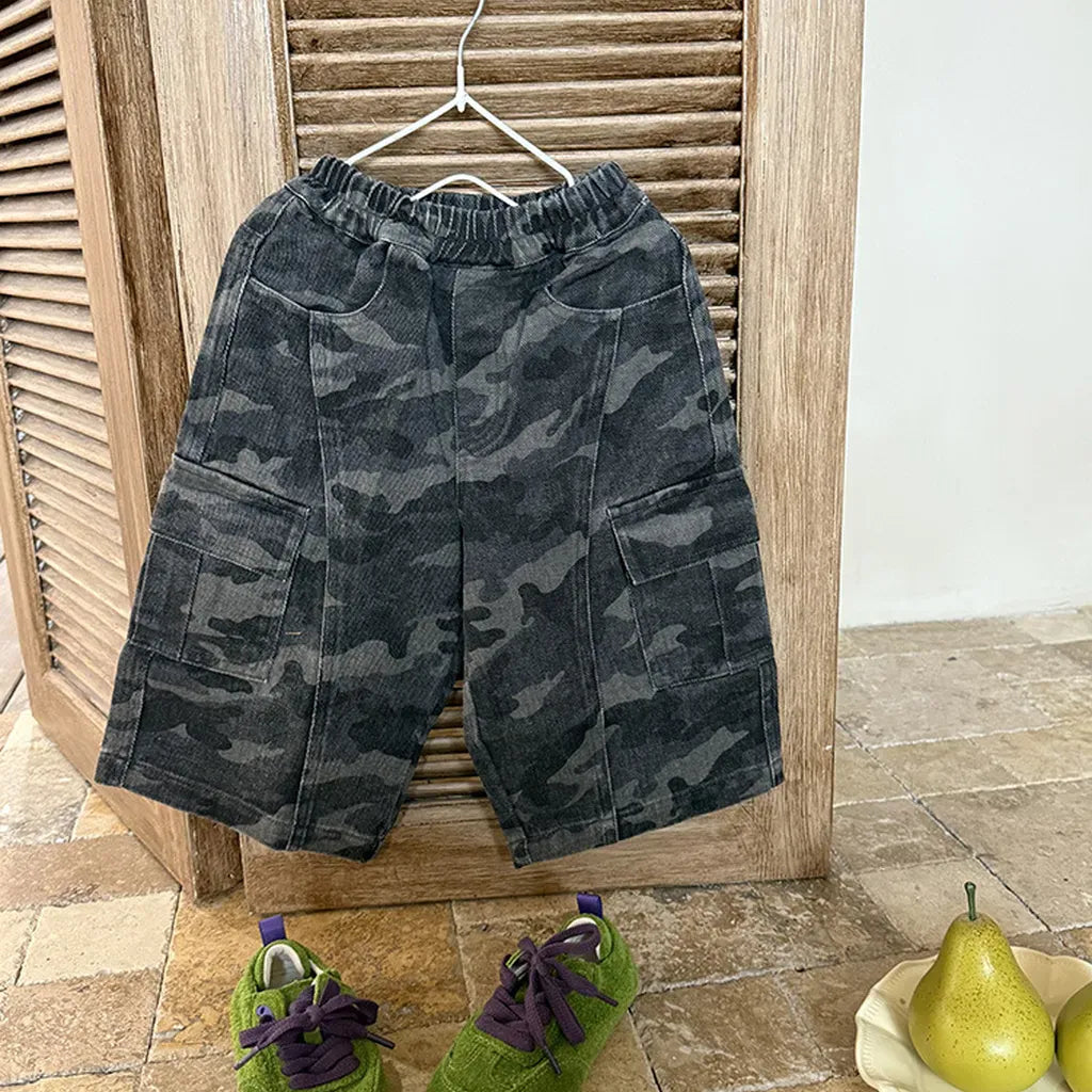 ロングパンツ・スウェットパンツ カモフラージュ柄ワイドパンツ ミリタリー風カーゴパンツ【mh0011060】