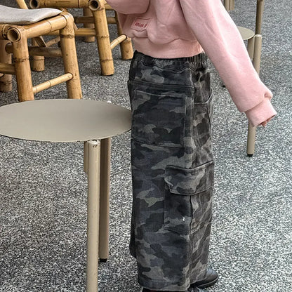 ロングパンツ・スウェットパンツ カモフラージュ柄ワイドパンツ ミリタリー風カーゴパンツ【mh0011060】