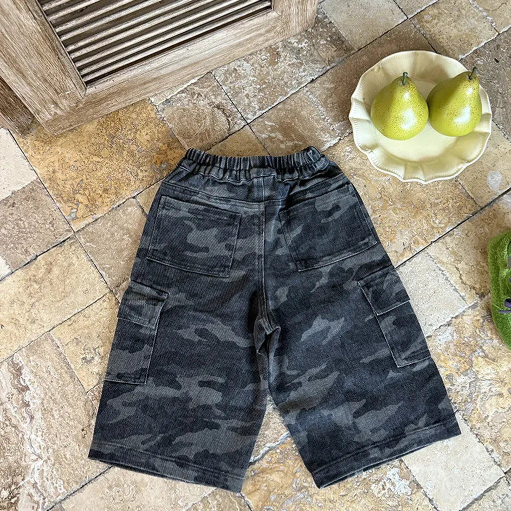 ロングパンツ・スウェットパンツ カモフラージュ柄ワイドパンツ ミリタリー風カーゴパンツ【mh0011060】