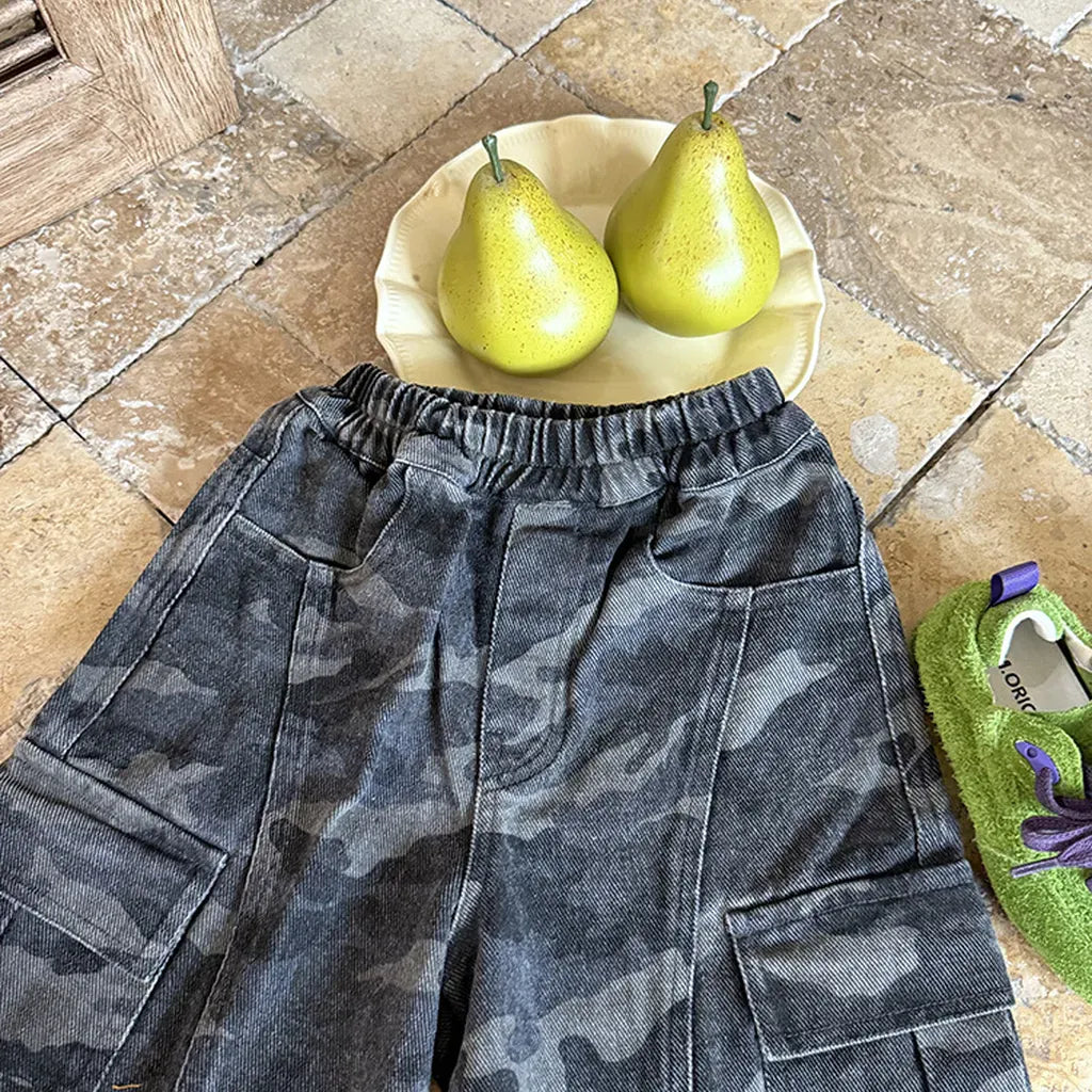 ロングパンツ・スウェットパンツ カモフラージュ柄ワイドパンツ ミリタリー風カーゴパンツ【mh0011060】