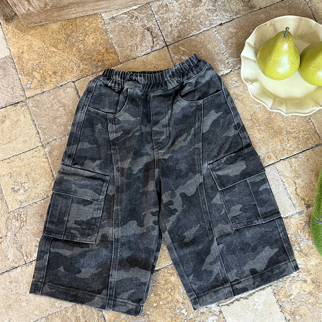 ロングパンツ・スウェットパンツ カモフラージュ柄ワイドパンツ ミリタリー風カーゴパンツ【mh0011060】