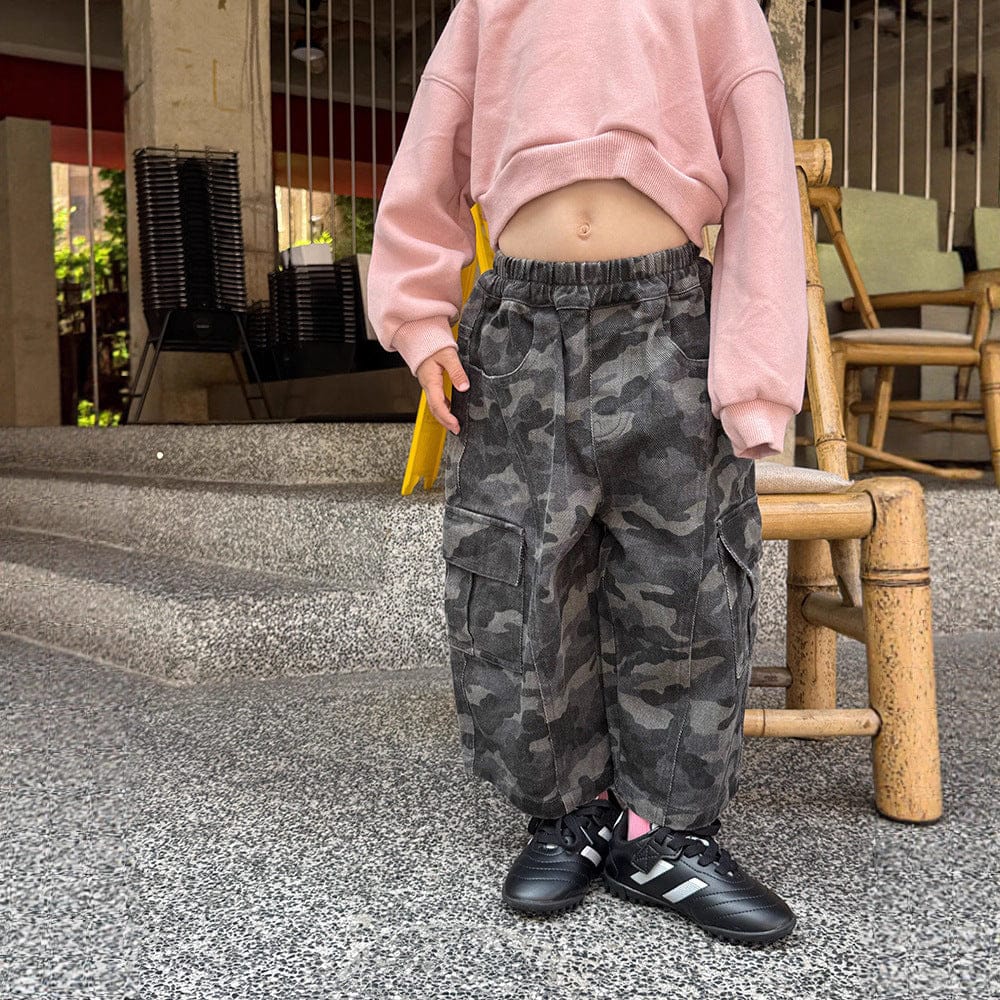 ロングパンツ・スウェットパンツ カモフラージュ柄ワイドパンツ ミリタリー風カーゴパンツ【mh0011060】