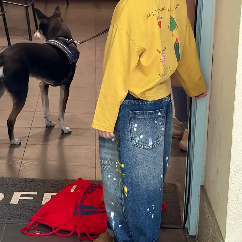 デニムパンツ 刺繍デニムパンツ ワイドジーンズ バルーンシルエット【mh0011061】