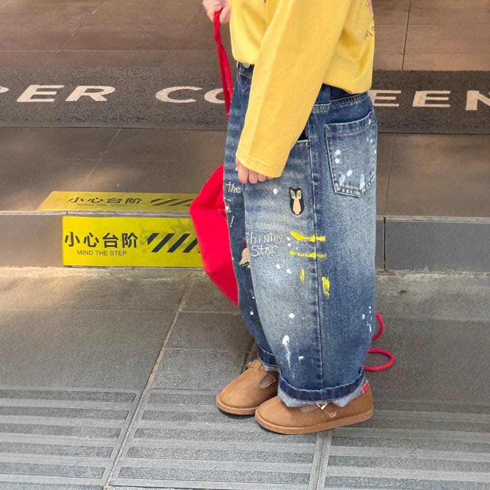 デニムパンツ 刺繍デニムパンツ ワイドジーンズ バルーンシルエット【mh0011061】