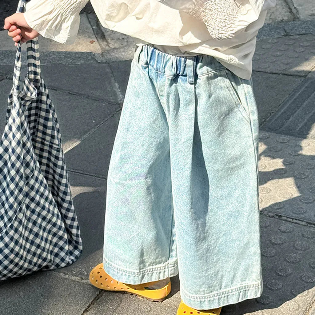 デニムパンツ ルーズストレートデニムパンツ ウエストゴム ワイドシルエットパンツ【mh0011062】