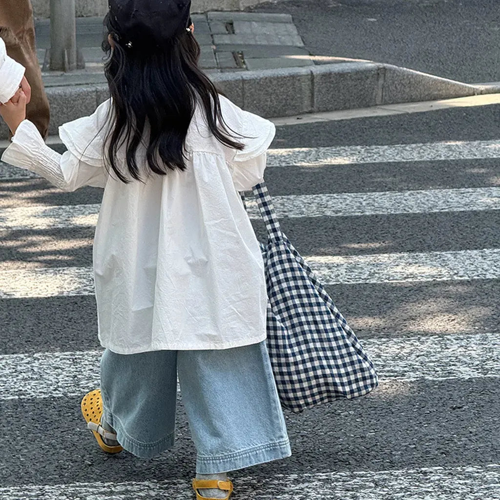 デニムパンツ ルーズストレートデニムパンツ ウエストゴム ワイドシルエットパンツ【mh0011062】