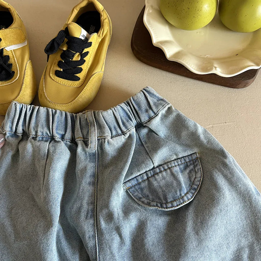 デニムパンツ ルーズストレートデニムパンツ ウエストゴム ワイドシルエットパンツ【mh0011062】