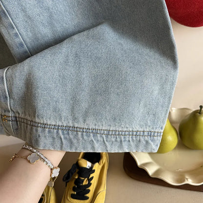 デニムパンツ ルーズストレートデニムパンツ ウエストゴム ワイドシルエットパンツ【mh0011062】