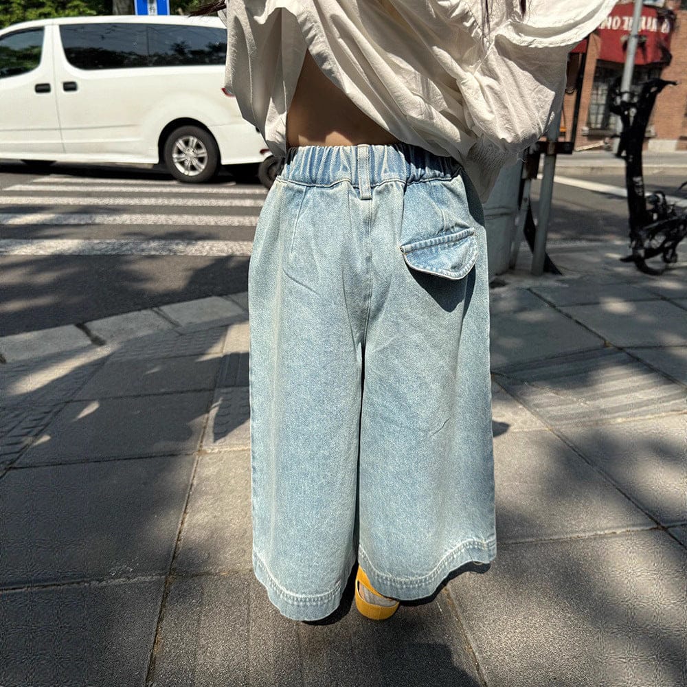 デニムパンツ ルーズストレートデニムパンツ ウエストゴム ワイドシルエットパンツ【mh0011062】