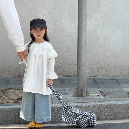 デニムパンツ ルーズストレートデニムパンツ ウエストゴム ワイドシルエットパンツ【mh0011062】