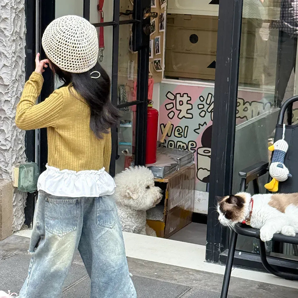 デニムパンツ ダメージ加工ワイドデニムパンツ クラッシュデニム ジーンズ【mh0011063】