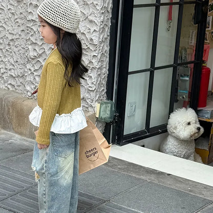 デニムパンツ ダメージ加工ワイドデニムパンツ クラッシュデニム ジーンズ【mh0011063】