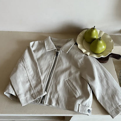 ショートコート・ジャケット・ジャンパー フェイクレザーショートジャケット フルジップアウター レトロブルゾン【mh0011064】