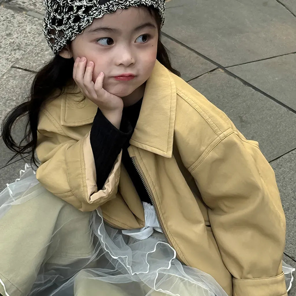 ショートコート・ジャケット・ジャンパー フェイクレザーショートジャケット フルジップアウター レトロブルゾン【mh0011064】