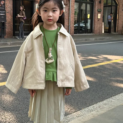 ショートコート・ジャケット・ジャンパー フェイクレザーショートジャケット フルジップアウター レトロブルゾン【mh0011064】