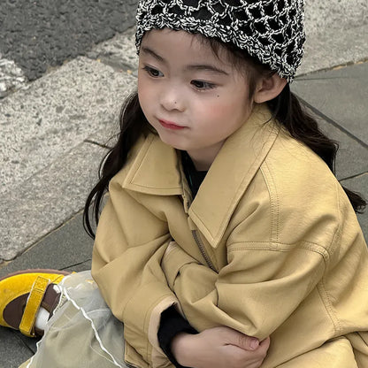 ショートコート・ジャケット・ジャンパー フェイクレザーショートジャケット フルジップアウター レトロブルゾン【mh0011064】