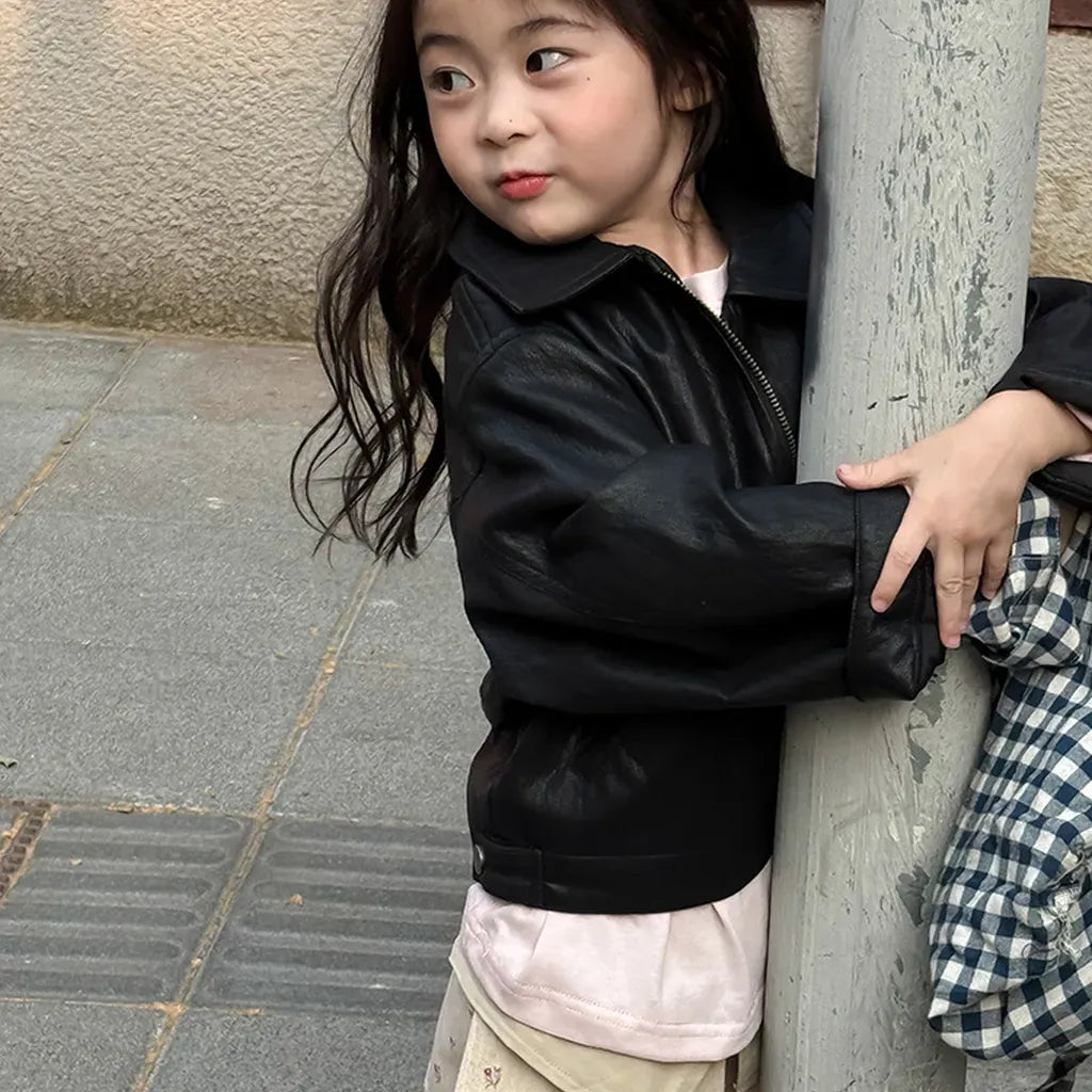 ショートコート・ジャケット・ジャンパー フェイクレザーショートジャケット フルジップアウター レトロブルゾン【mh0011064】