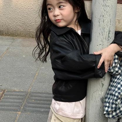 ショートコート・ジャケット・ジャンパー フェイクレザーショートジャケット フルジップアウター レトロブルゾン【mh0011064】