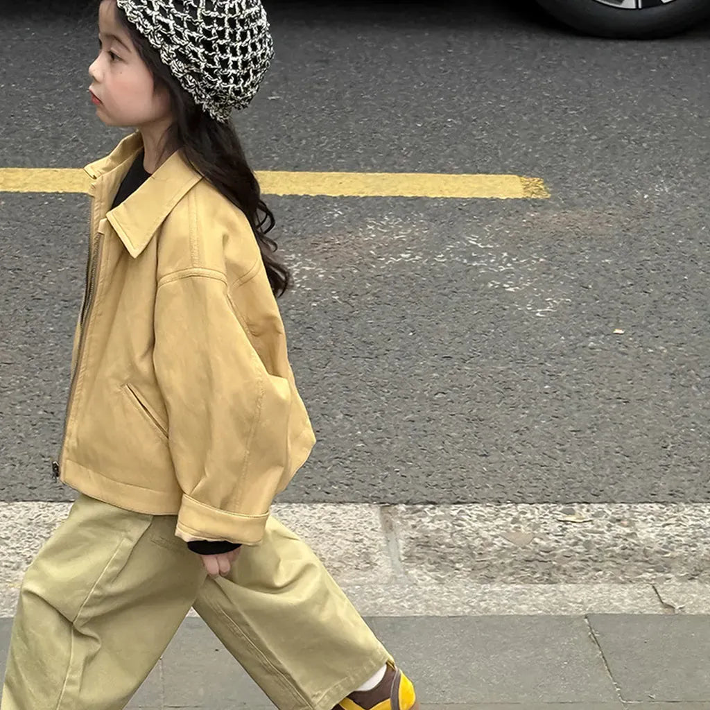 ショートコート・ジャケット・ジャンパー フェイクレザーショートジャケット フルジップアウター レトロブルゾン【mh0011064】