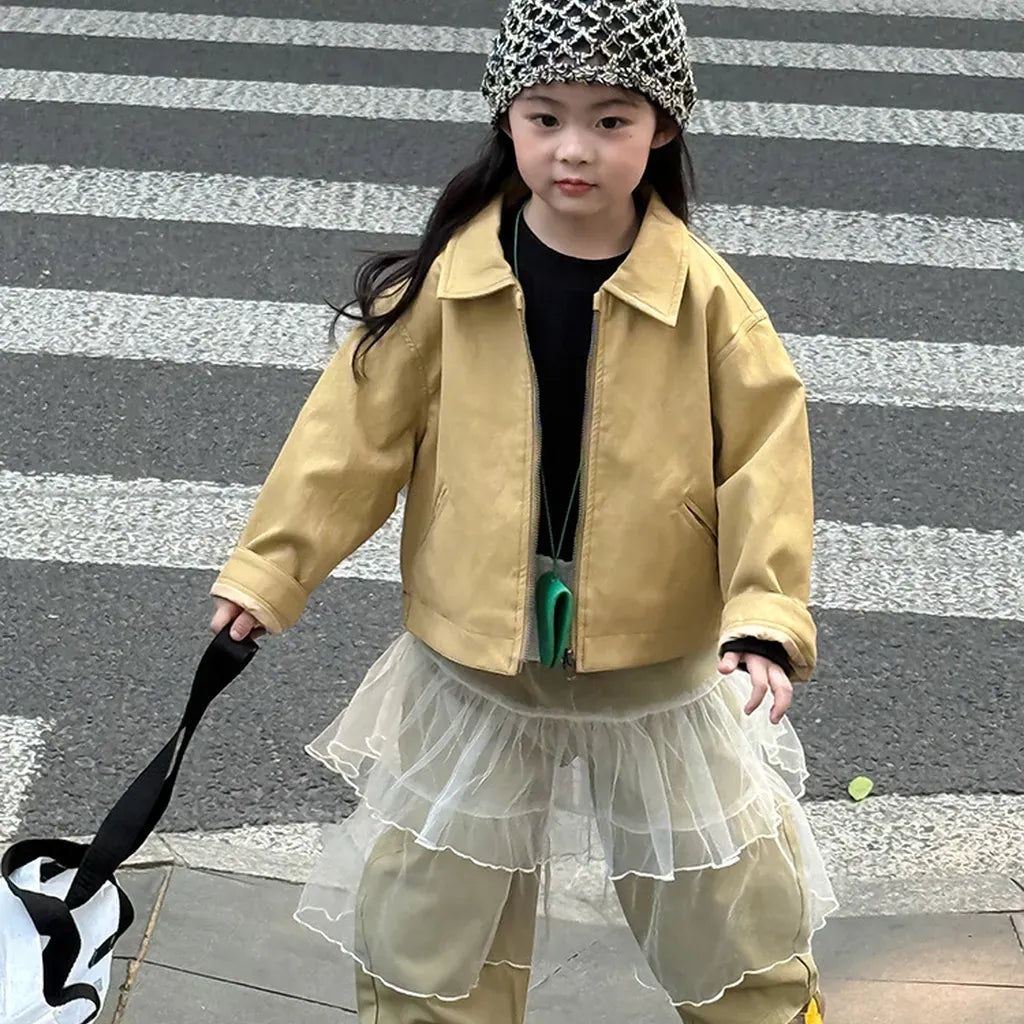 ショートコート・ジャケット・ジャンパー フェイクレザーショートジャケット フルジップアウター レトロブルゾン【mh0011064】