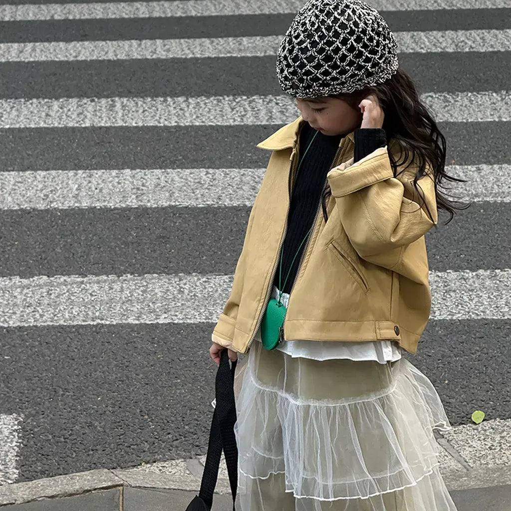 ショートコート・ジャケット・ジャンパー フェイクレザーショートジャケット フルジップアウター レトロブルゾン【mh0011064】