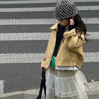 ショートコート・ジャケット・ジャンパー フェイクレザーショートジャケット フルジップアウター レトロブルゾン【mh0011064】