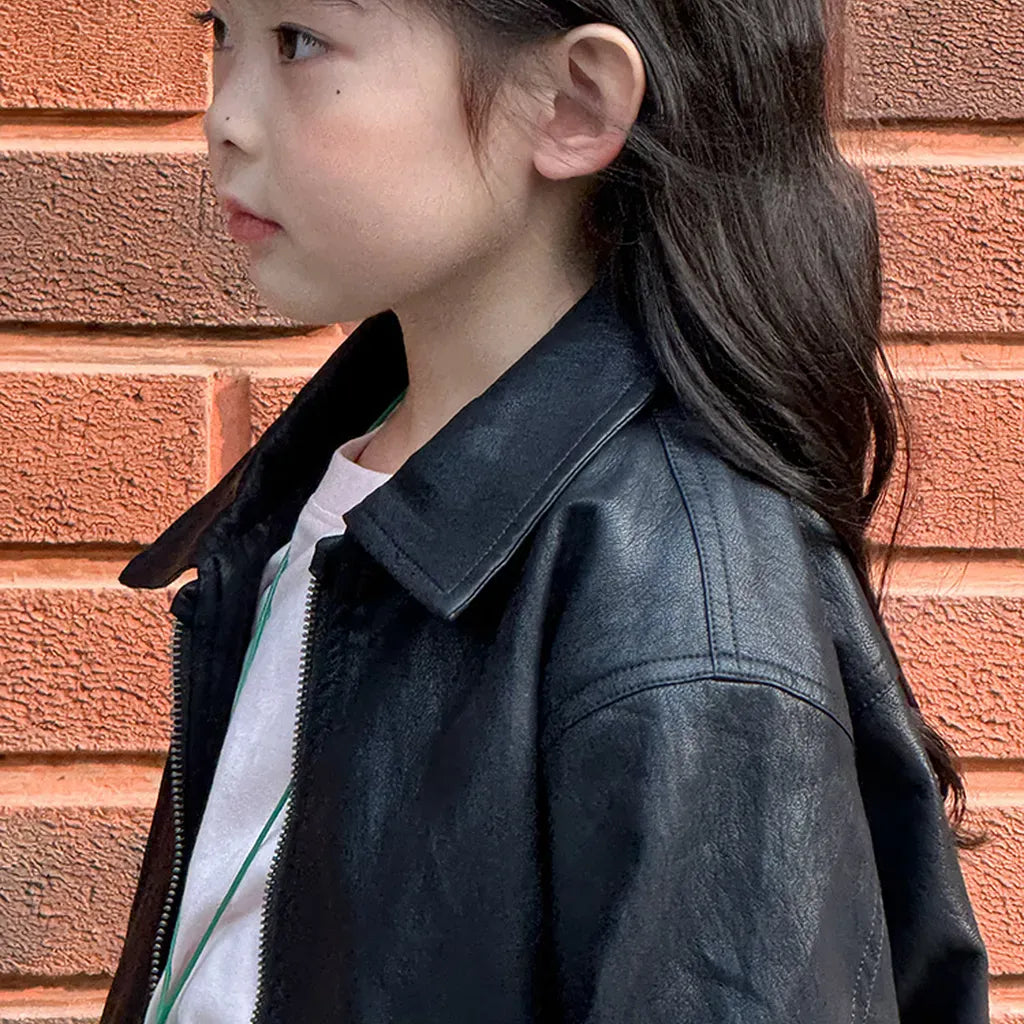 ショートコート・ジャケット・ジャンパー フェイクレザーショートジャケット フルジップアウター レトロブルゾン【mh0011064】