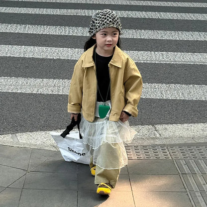 ショートコート・ジャケット・ジャンパー フェイクレザーショートジャケット フルジップアウター レトロブルゾン【mh0011064】