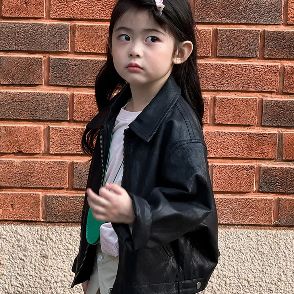 ショートコート・ジャケット・ジャンパー フェイクレザーショートジャケット フルジップアウター レトロブルゾン【mh0011064】