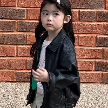 ショートコート・ジャケット・ジャンパー フェイクレザーショートジャケット フルジップアウター レトロブルゾン【mh0011064】