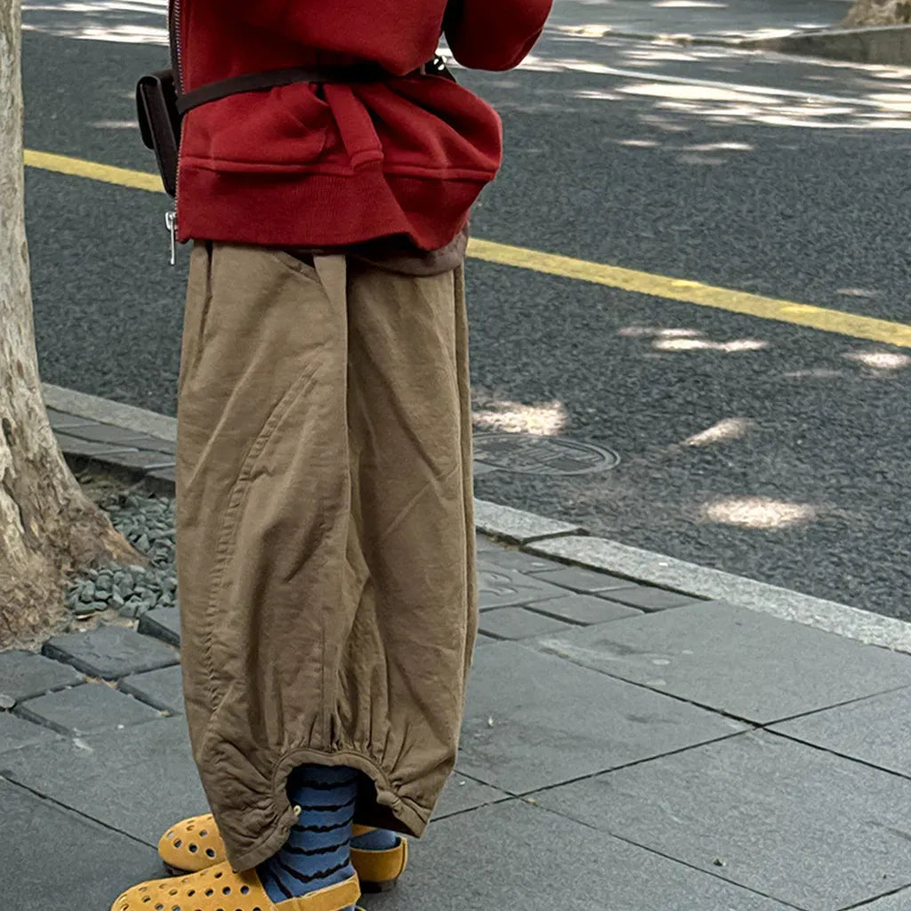 ロングパンツ・スウェットパンツ ワイドシルエットパンツ 裾絞りバルーンパンツ イージーパンツ【mh0011067】