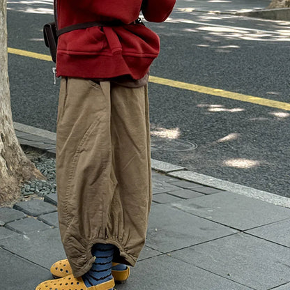 ロングパンツ・スウェットパンツ ワイドシルエットパンツ 裾絞りバルーンパンツ イージーパンツ【mh0011067】