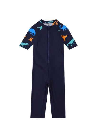 ベビー用水着 Mid panties swimsuit navy dinosaur [swimsuit + swimming cap] / 90 ボーイズ水着 長袖長ズボンつなぎスイムウェア ラッシュガード【mh0009324】