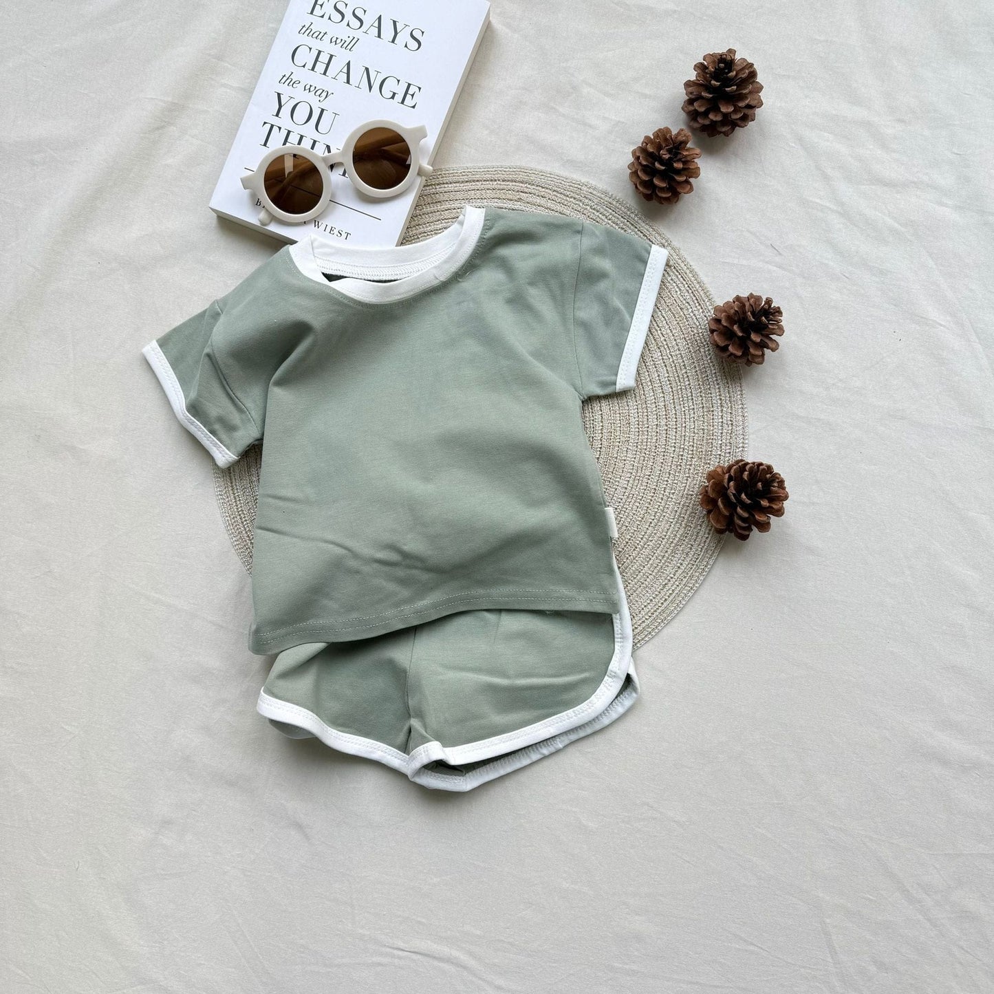 半袖セットアップ Mint Green / 73cm comfortable sports short-sleeved shorts suit【mh0009524】