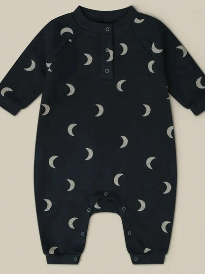 長袖ロンパース moon / 24M  90CM ベビーロンパース 月ムーンプリント裏フリース長袖ジャンプスーツ【mh0008152】