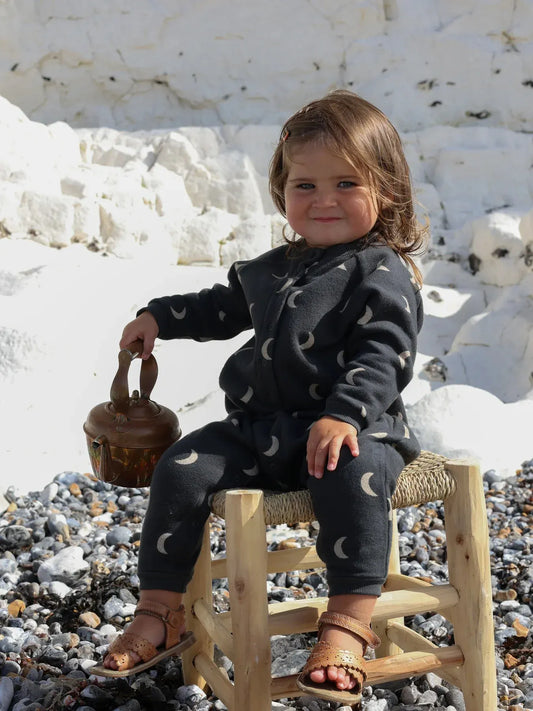 長袖ロンパース moon / 24M  90CM ベビーロンパース 月ムーンプリント裏フリース長袖ジャンプスーツ【mh0008152】