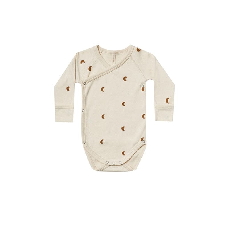 長袖ロンパース moon bodysuit / 66cm / 取り寄せ（3〜14日） ☺︎ ベビー ナチュラル 長袖 ロンパース 肌着 パンツ 無地 ボーダー サボテン 月 ムーン ボーイズ