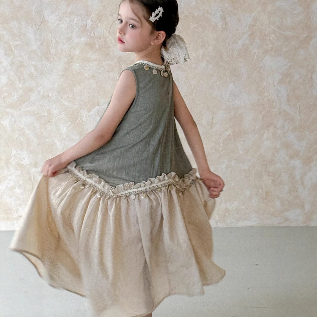 ノースリーブワンピース Moss Green / 100cm タッセルフリルノースリーブワンピース【mh0010387】