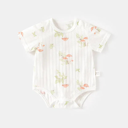 半袖ロンパース mushroom / 0-3M 59cm ベビーロンパース 半袖ボディスーツ 肌着 アニマルプリント【mh0006552】