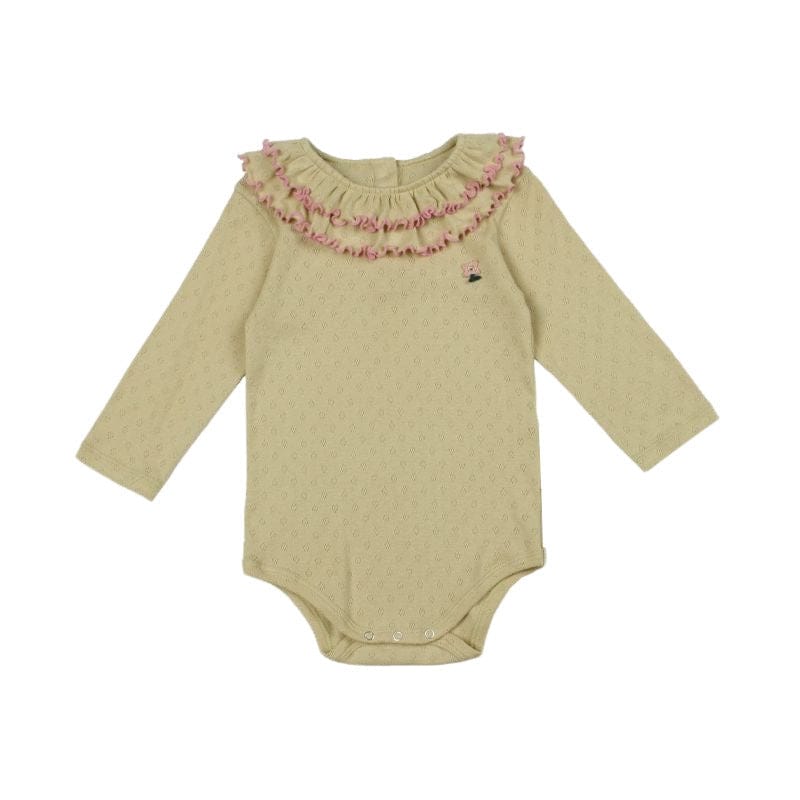 長袖ロンパース Mustard Yellow / 66cm メロウフリルラッフル襟長袖ロンパース【mh0010728】