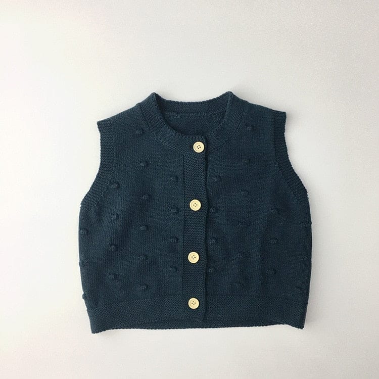 ベスト naby blue / 80cm キッズ ニット 前あき ベスト