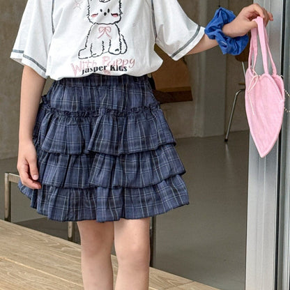 スカート Navy / 100cm チェックティアードケーキスカート【mh0010383】