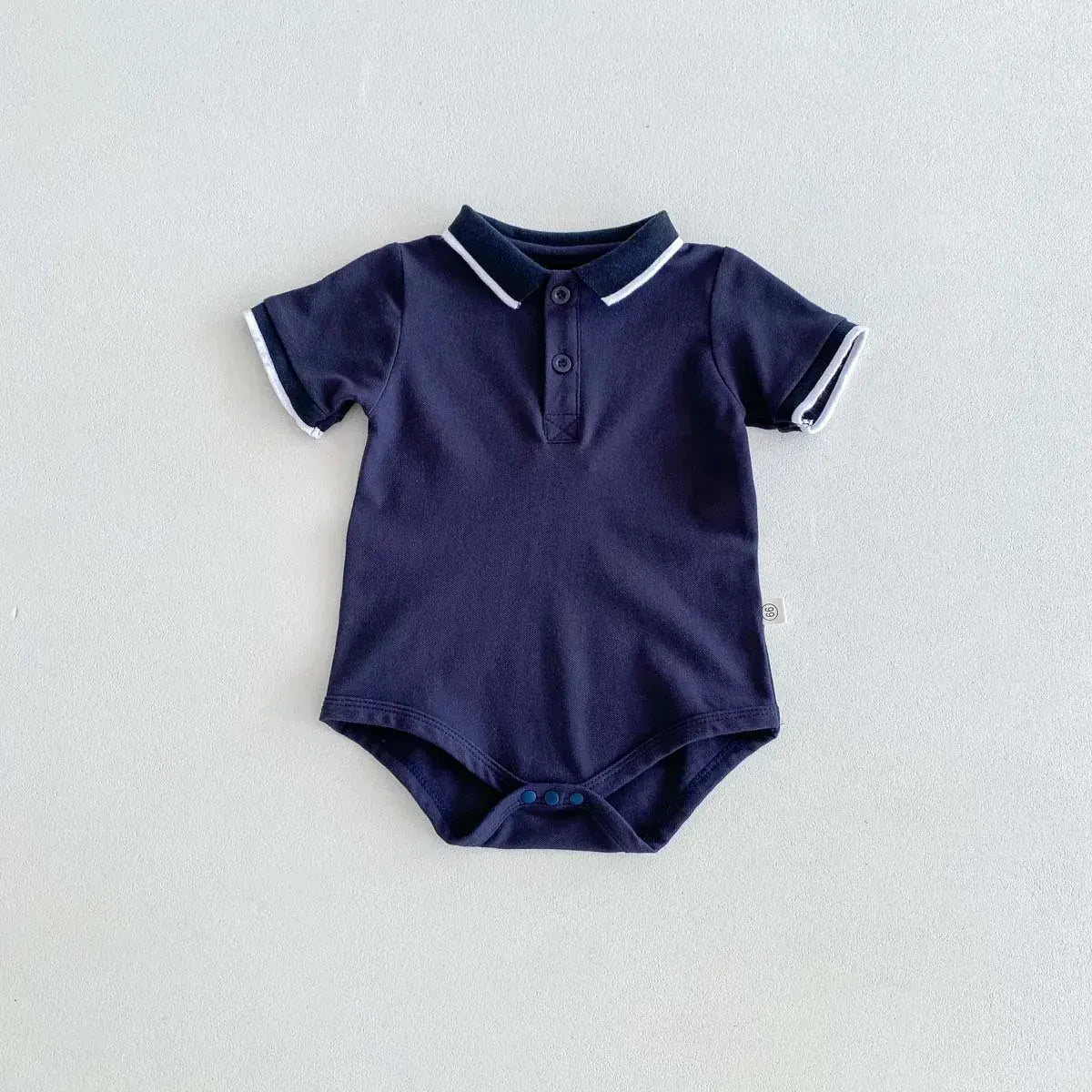 半袖ロンパース Navy / 66cm ベビーロンパース 半袖ポロシャツボディスーツ ホワイト/ネイビー/2カラー【mh0004459】