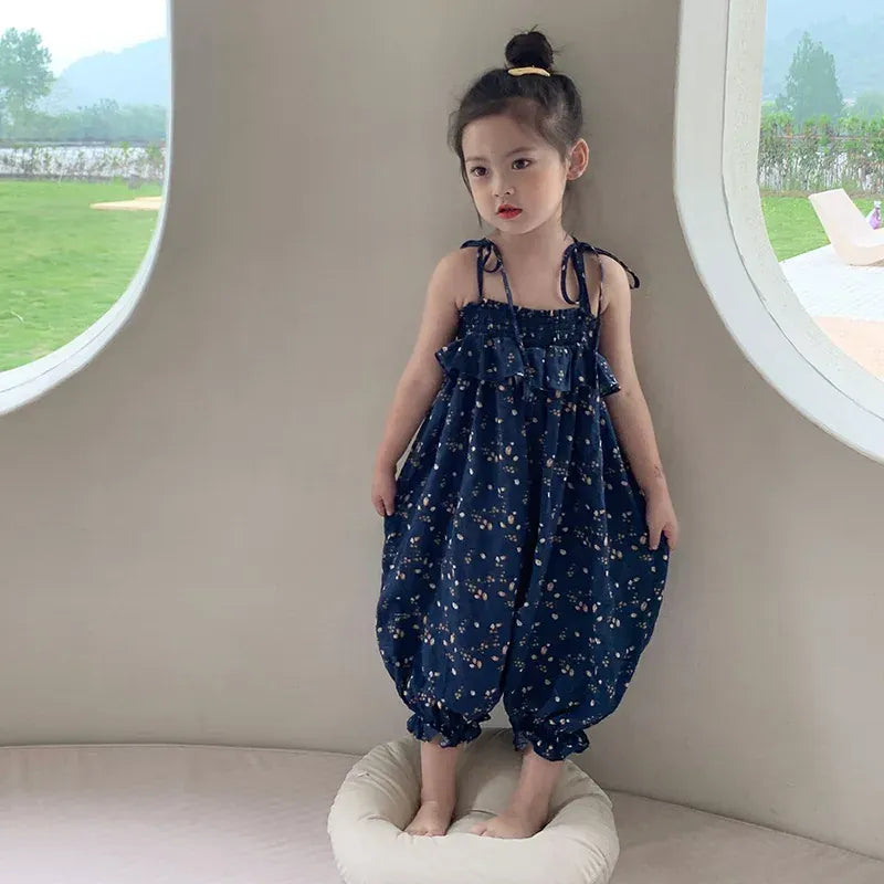 ノースリーブジャンプスーツ Navy / 90cm キッズサロペット キャミソールバルーンジャンプスーツ ルーズ ネイビー【mh0005837】