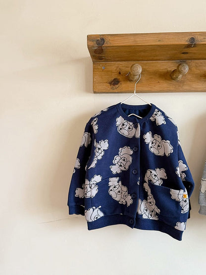 ショートコート・ジャケット・ジャンパー Navy / 90cm 犬ドッグプリントスウェットブルゾンカーディガン【mh0010578】