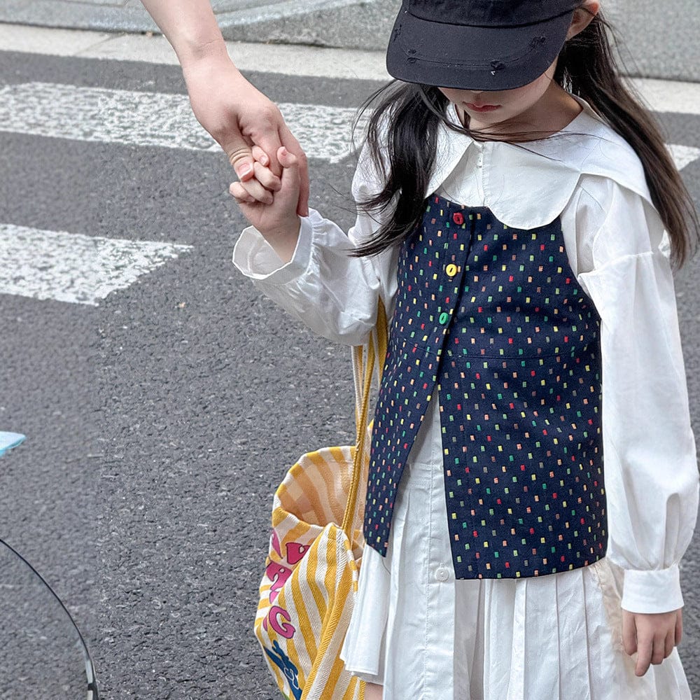 ベスト Navy / 90cm カラフルドット前あきキャミソールベスト【mh0010588】