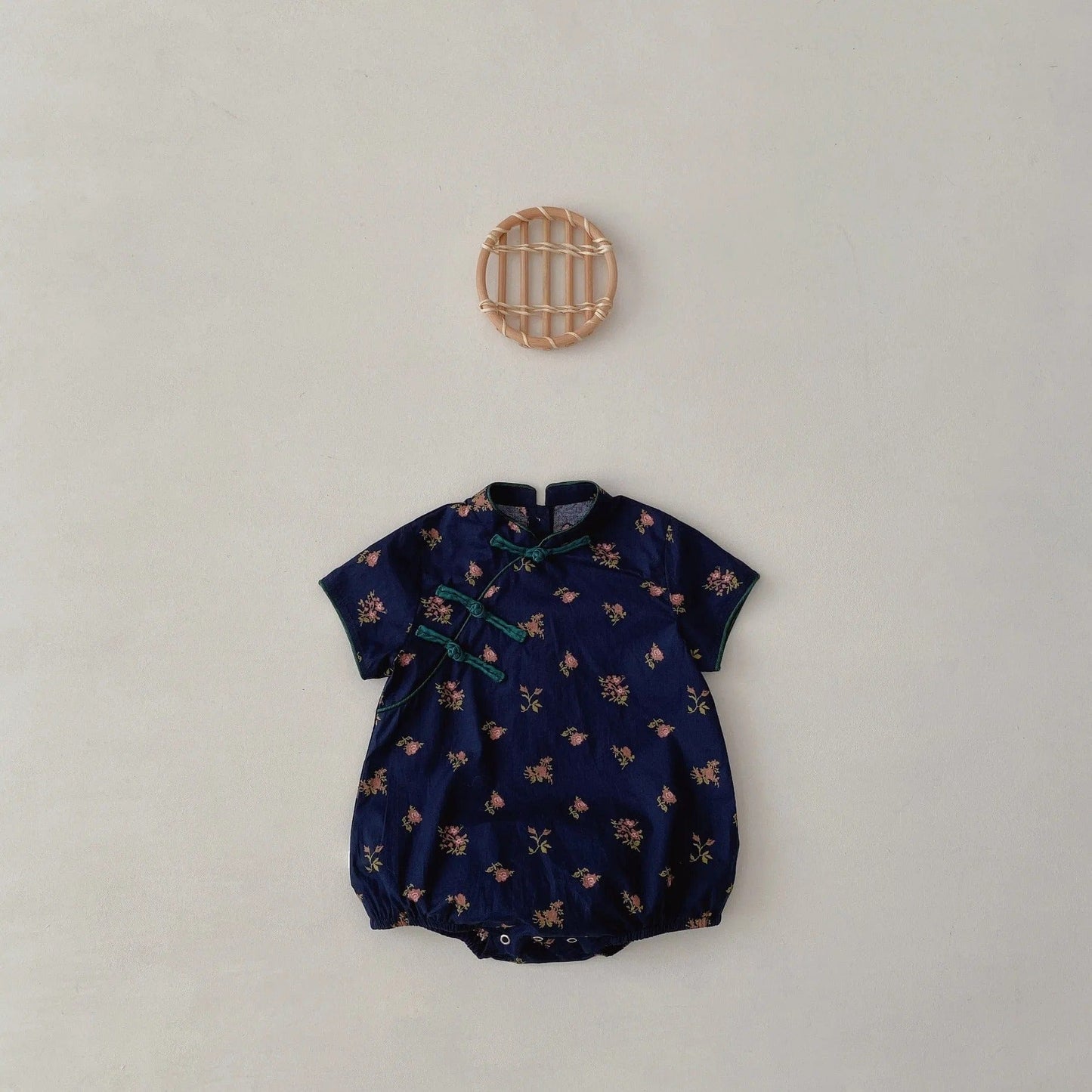 半袖ロンパース Navy Blue / 6M 66cm ベビー チャイナドレス 半袖ロンパース【mh0000494】