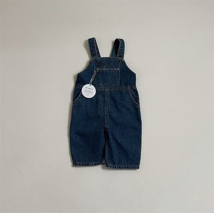 オーバーオール Navy Blue / 73cm ベビーオーバーオール ジッパーポケットデニムサスペンダーパンツ【mh0009160】