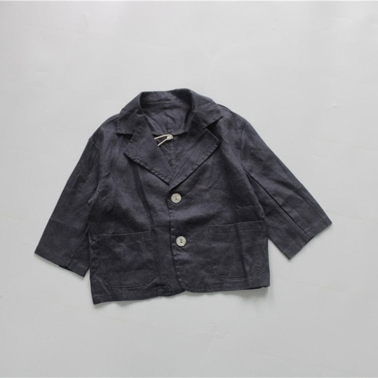 ショートコート・ジャケット・ジャンパー navy blue / 90cm キッズ服 ジャケット ブレザー コットンリネン アウター 無地 ネイビー 茶色 2色 男の子