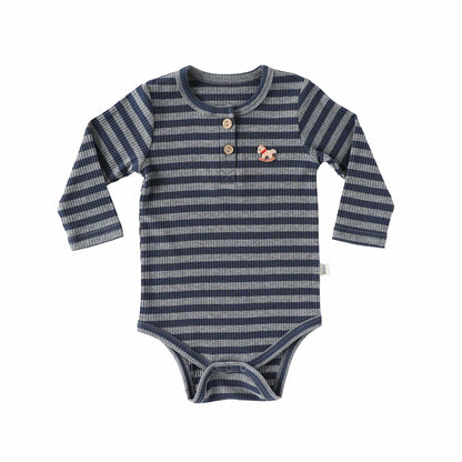 ロンパースセットアップ Navy Bodysuit / 66cm ボーダー長袖ロンパース/ロングパンツ【mh0010730】